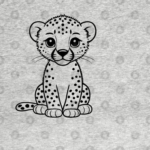 Cute Baby Cheetah Cub Animal Outline by Zenflow